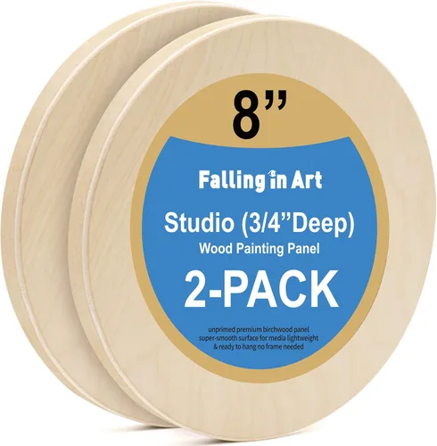 Miniatura 16 de Falling in Art Kit de paneles de lona de madera de abedul redondos sin terminar, 4 paquetes de 2 tamaños de 8 pies y 12 pies, 3/4 pulgadas
