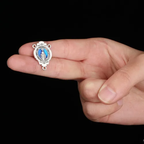 Miniatura 4 de Pieza Central de Rosario de 3 Agujeros San Benito/Medalla Milagrosa/Nuestra Señora de Guadalupe/Virgen María/Cristo Jesús Conector para Fabricación