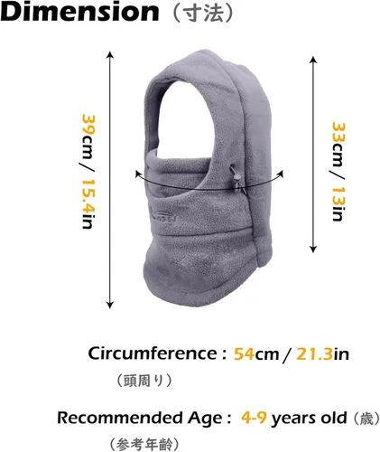 Miniatura 2 de TRIWONDER Sombreros de invierno para niños, pasamontañas, máscara de esquí para niños y niñas, resistente al viento, ajustable, para clima frío