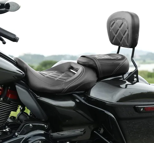 Miniatura 10 de TCT-MOTORPARTS Driver Rider - Almohadilla de respaldo para Harley Touring 2009-2023 Road King Street Road Electra Glide Ultra Black Stitching