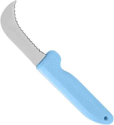 Miniatura 2 de Zenport K104-B Cuchillo utilitario de cosecha, hoja dentada, hoja de acero inoxidable de 3 pulgadas, azul