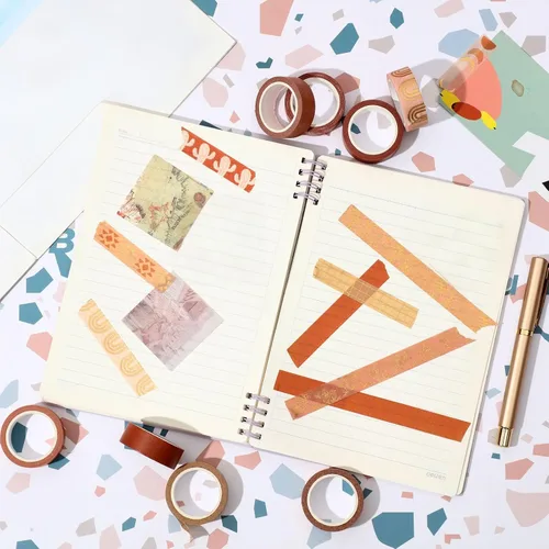 Miniatura 7 de Henoyso Juego de 16 rollos de cinta washi en colores pastel, 0.591 in de ancho, 23.0 ft de largo, cinta adhesiva bonita a granel para artes