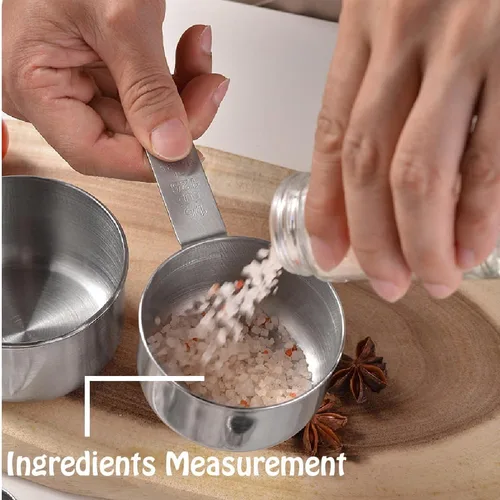 Miniatura 6 de Juego de tazas medidoras de acero inoxidable, 5 piezas de utensilios de medición de cocina, para cocinar y hornear, para medir ingredientes secos