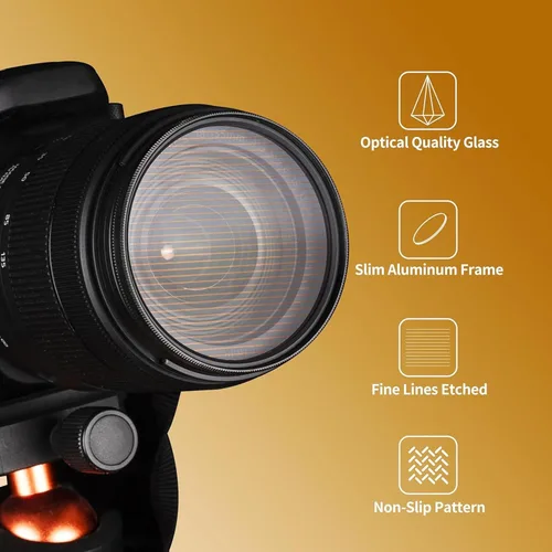 Miniatura 5 de Walking Way Filtro de rayas doradas variables de 1.929 in, efecto anamórfico ajustable de 360° con vidrio óptico multicapa de 24 capas que crea Oro