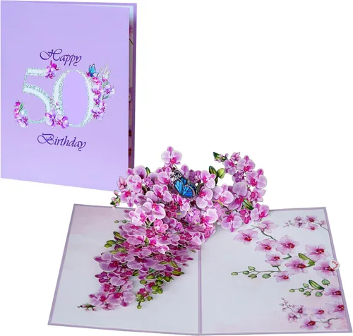 Miniatura 11 de Tarjetas de cumpleaños 3D de flor de cerezo para mujer, tarjeta desplegable para el día de la madre, aniversario 3D, día de San Valentín, regalos