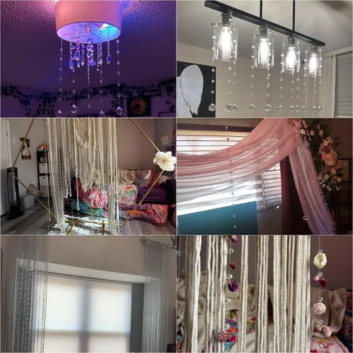 Miniatura 6 de Cuentas de cristal transparente, hebras de cuentas de vidrio, decoración colgante para arco de boda, centros de mesa, cortina, candelabro, puerta