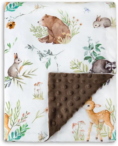 Miniatura 8 de HOMRITAR Manta de bebé para niños y niñas, manta de felpa suave de visón con respaldo punteado de doble capa para niños pequeños con zorros