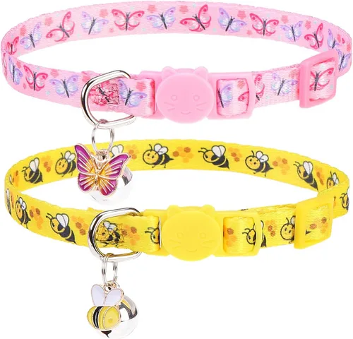 Miniatura 30 de PUPTECK Collar de gato con campanas, collar de gatito ajustable para niñas y niños pequeños, cachorro, conejito, bonito accesorio de disfraz