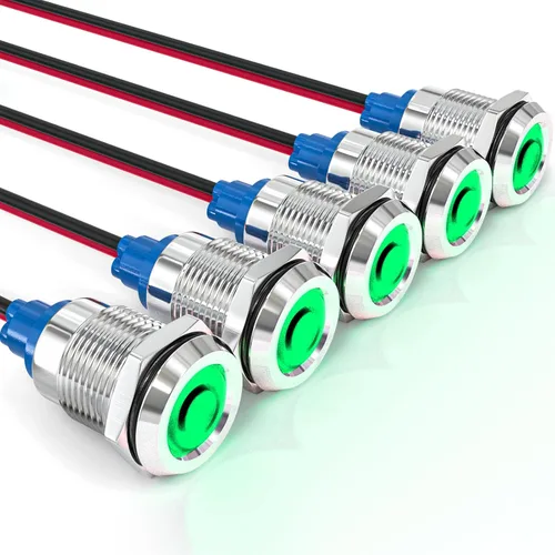 Miniatura 20 de GASHER Luz indicadora de ahorro de energía de 110V/24V/12V 20mA Tamaño del orificio de montaje 0.472 in (1/2 pulgada) Verde, Amarillo, Rojo, Azul