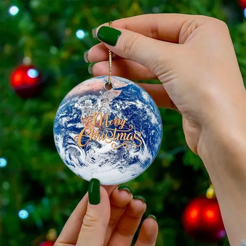 Miniatura 4 de Cheyan Adorno de Navidad de Universo y Planetas, adorno de árbol de Navidad para decoración del hogar de Navidad, adorno de porcelana de estrella