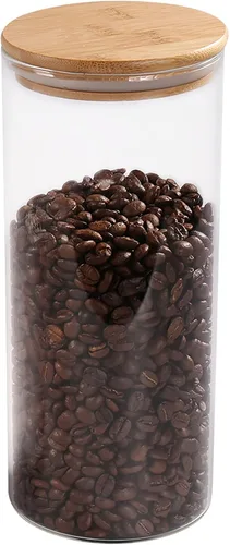 Miniatura 10 de Tarro de vidrio de 18 Oz/550 ML con tapa, recipientes de almacenamiento de vidrio versión engrosada transparente con tapa de bambú sellada