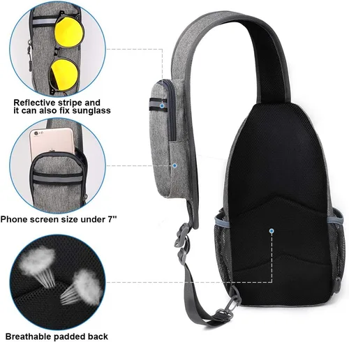 Miniatura 80 de WATERFLY Bolsa pequeña de senderismo: mochila cruzada para el pecho, mochila para hombres y mujeres con correa de hombro agradable a la piel
