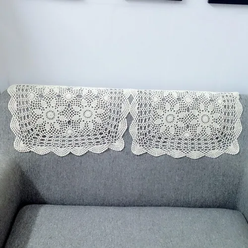 Miniatura 7 de Laivigo Manteles individuales de encaje de algodón hecho a mano, 19 pulgadas, color beige