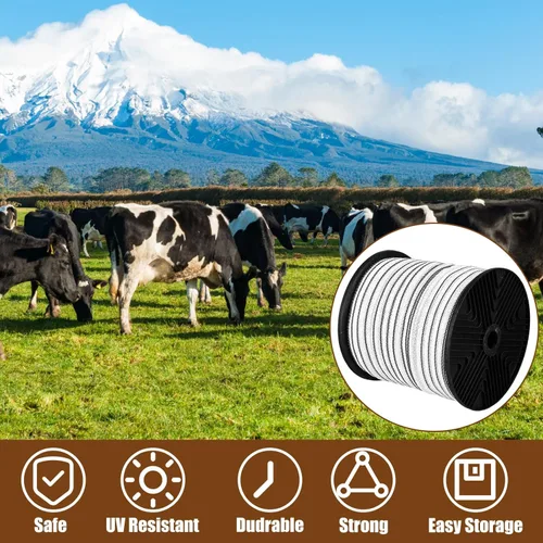 Miniatura 4 de Yaocom Cinta eléctrica de valla para ganado de 656 pies / 656.2 ft con alambre de alta visibilidad, alambre caliente, alambre caliente, conductores