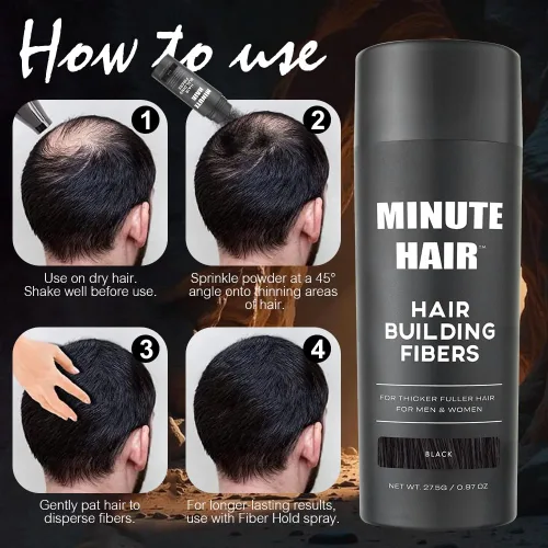 Miniatura 8 de Botella de tamaño grande de 0.97 oz llena de fibras Minute Hair Fibers. Fibras de construcción de cabello de alta calidad. Gran cantidad de fibras