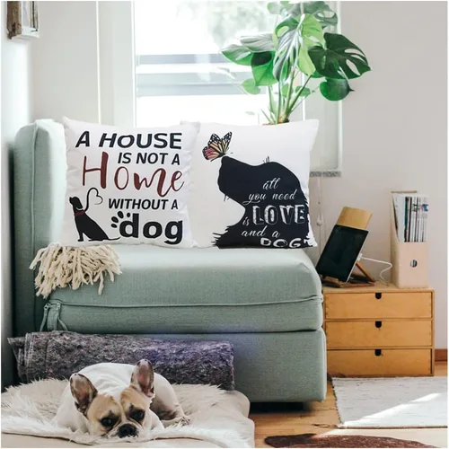 Miniatura 4 de Fundas de almohada para perro, fundas de almohada para mascotas, funda de almohada de algodón y lino para sofá, cama, 18 x 18 pulgadas, juego de 4