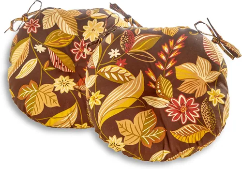 Miniatura 15 de South Pine Porch Cojín redondo para silla bistró de 15 pulgadas para exteriores (juego de 2), Aloha Black Floral