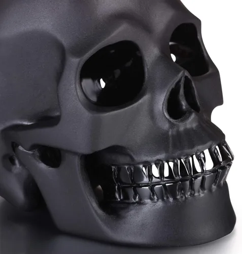 Miniatura 2 de Skullis Calavera de cristal de obsidiana negra esmerilada de 5.0 pulgadas, escultura artística de piedras preciosas talladas a mano, estatua