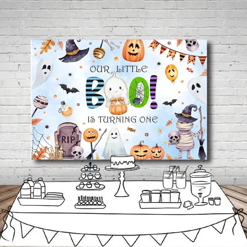 Miniatura 4 de MEHOFOND Telón de fondo de Halloween Boo para el primer cumpleaños de 7 x 5 pies para niño, espeluznante, una cabina de fotos, fondo de estudio