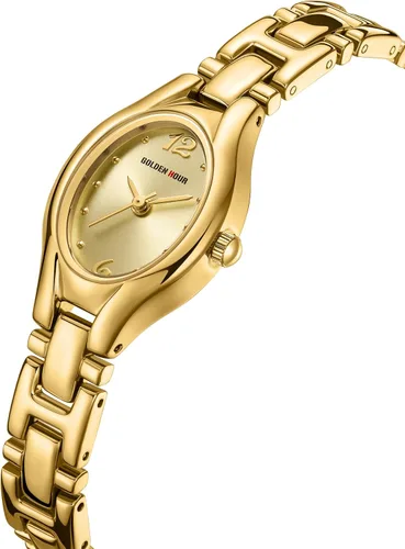 Miniatura 2 de GOLDEN HOUR Reloj de pulsera con caja ovalada vintage de tono dorado para mujer