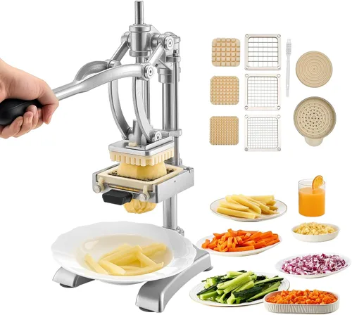 Miniatura 12 de VEVOR Picador comercial de frutas y verduras, cortador de patatas fritas de acero inoxidable con 4 cuchillas de 1/4 pulgadas 3/8 pulgadas 1/2