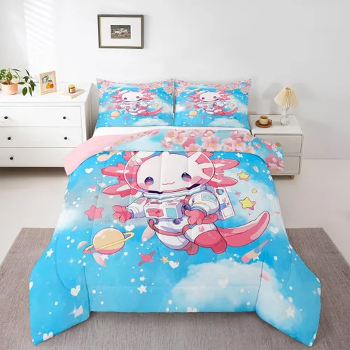Miniatura 33 de Feelyou Juego de edredón de castillo rosa para niños, tamaño individual, juego de ropa de cama de princesa para niños y niñas, inserto de edredón