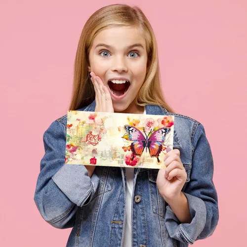 Miniatura 6 de pigpigboss Paquete de 12 tarjetas de felicitación con diseño de flores, mariposas y diamantes, tarjetas de cumpleaños con sobre, tarjeta