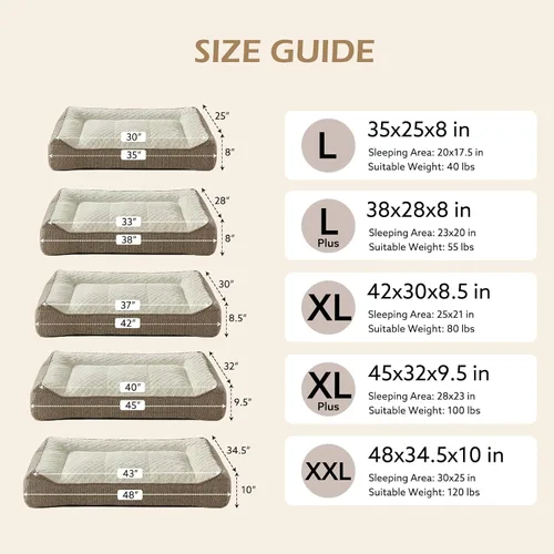 Miniatura 4 de JOEJOY Camas ortopédicas XL para perros de tamaño grande, extra gruesas, con apoyo y laterales, sofá cama ultrasuave para perros grandes, color Beige