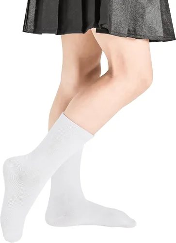 Miniatura 5 de COZYOFFI 4 pares de calcetines de algodón sin costuras para niñas y niños, uniforme escolar
