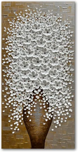 Miniatura 14 de Epicler art Pintura al óleo decorativa de flores 3D moradas pintadas a mano, arte de pared decorativo de pared de flores, arte moderno, sala