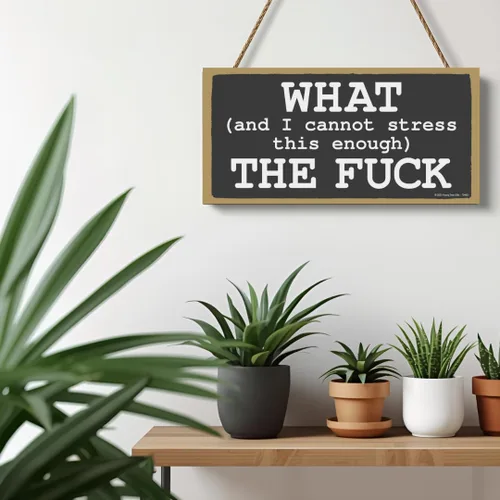 Miniatura 6 de Honey Dew Gifts, What (And I Cannot Stress This Enough) The Fuck, 5 x 10 pulgadas, letreros de pared de madera para decoración del hogar y la No se