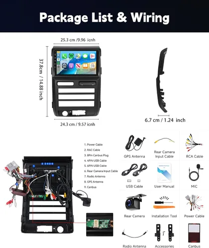 Miniatura 5 de Radio estéreo de coche 4+64G para Ford F150 2009-2012 Android con CarPlay Android Auto, pantalla táctil IPS de 9 pulgadas estéreo para automóvil