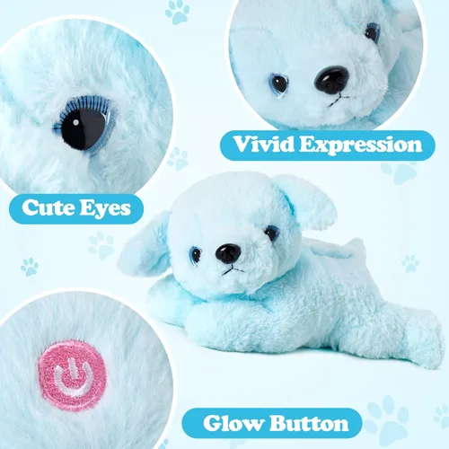 Miniatura 4 de Glow Guards - Cachorro de peluche azul, de 15 pulgadas, musical, suave, con luces ledes nocturnas, para Navidad, Día del Niño y cumpleaños.