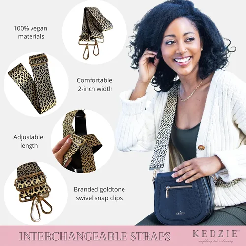 Miniatura 3 de Kedzie Interchangeable Classic Print Adjustable Length 55 Handbag Purse Strap Replacement 2-inch Wide Crossbody Strap