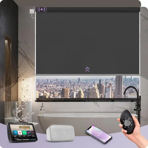 Miniatura 22 de Graywind Persiana Enrollable Motorizada 100% Opaca Compatible con Alexa Google Control Remoto Inteligente Persianas Recargables con Batería Motor