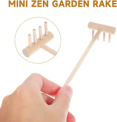 Miniatura 8 de YARNOW Juego de 20 mini rastrillos de jardín Zen, herramientas de arena de mesa de bambú para meditación de escritorio, pequeños accesorios