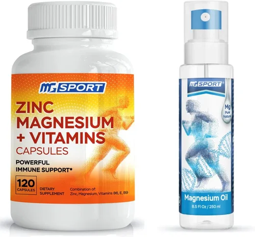 Suplemento de zinc y magnesio de alta absorción y aceite de magnesio en aerosol, para calambres en las piernas y recuperación muscular