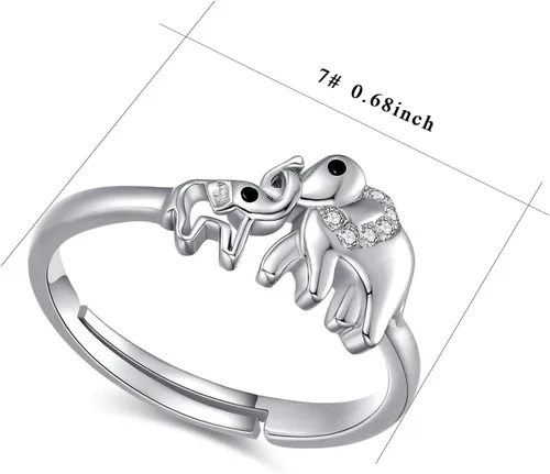 Miniatura 2 de TANGPOET Sterling Silver Animal Ring for Women Adjustable Rings Dainty Jewelry Christmas Gifts for Girls Mom Daughter