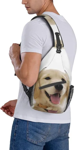 Miniatura 9 de PHIDOL Flower Gerbera - Mochila bandolera para hombre, bolsa de viaje para senderismo, bolsa de hombro cruzada., cachorros de golden retriever