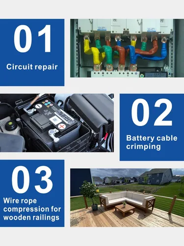 Miniatura 5 de AMZCNC Herramienta de Prensado Hidráulico y Cortador de Cable Herramienta de Prensado de Terminal de Cable Hidráulico 10 TON USA 12 AWG a 00 (2/0)