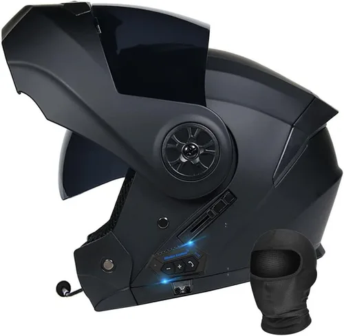 Miniatura 12 de Casco Modular de Motocicleta Bluetooth Aprobado DOT/ECE de Cara Completa Abatible Anti-Empañamiento Doble Visera Casco con Altavoz Dual Incorporado