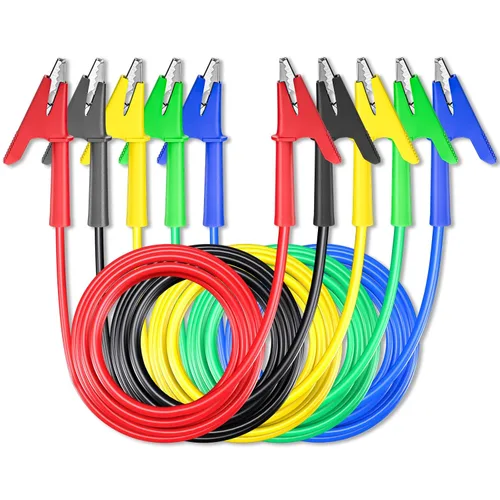 Miniatura 6 de Goupchn Clips de cocodrilo de doble extremo para cables de prueba eléctrica con clips de cobre flexibles de envoltura completa 5 piezas para pruebas