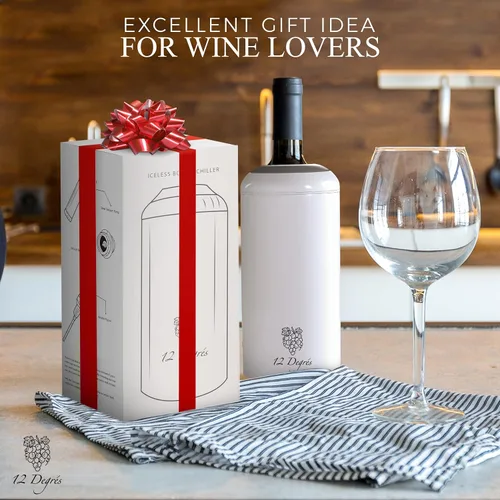 Miniatura 3 de Juego de Enfriador de Vino 12 Degrés - Regalos de Vino Perfectos para Mujeres y Hombres - Enfriador de Vino Aislado de Acero Inoxidable con Bomba
