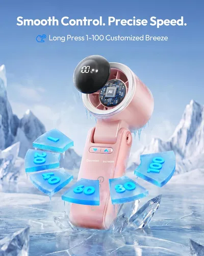 Miniatura 7 de Gaiatop Ventilador turbo portátil de mano, 21 horas de refrigeración, ventiladores de mano 4 en 1 plegables de 180°, mini ventiladores personales