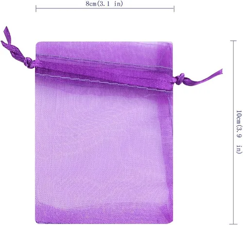 Miniatura 3 de 100 bolsas de organza transparente de 3 x 4 pulgadas, bolsas de regalo de dulces, muestras de exhibición, bolsas con cordón (morado)