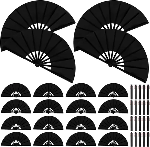 Miniatura 39 de Maitys Paquete de 2 ventiladores de mano plegables grandes de 13 pulgadas, ventiladores chinos de mano grandes para baile de línea, Tai Chi