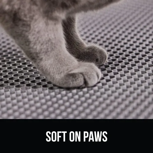Miniatura 4 de GORILLA GRIP Tapete para caja de arena para gatos con diseño de panal de abeja, tapete de basura de dos capas, suave para las patas, suministros