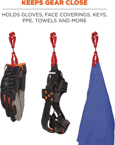 Miniatura 2 de Ergodyne Squids 3420 Swiveling Glove Clip Holder with Dual Clips Rojo - Paquete de 6