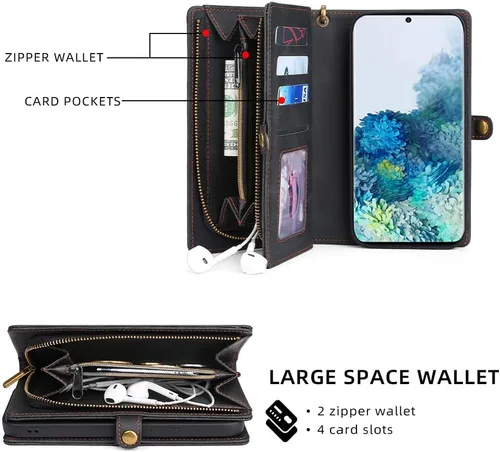 Miniatura 3 de Asuwish Funda de teléfono para Samsung Galaxy S20 FE 5G 6.5 pulgadas con cremallera con protector de pantalla y tarjetero de cuero para celular S 20