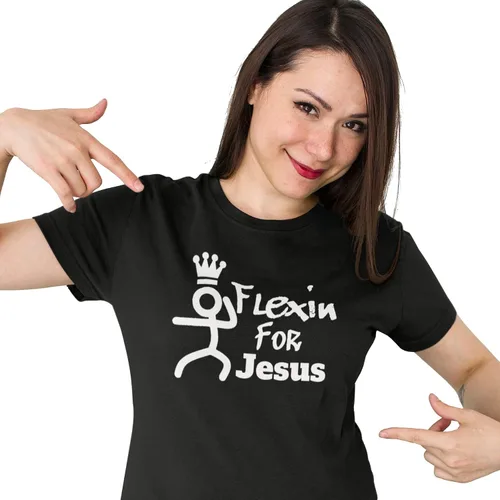 Gym T-Shirt | 100% Cotton Tshirt | Flex’in for Jesus | Casual Cotton Short Sleeve Crew-Neck | Graphic Cute Tops | Christian Athletic Wear |